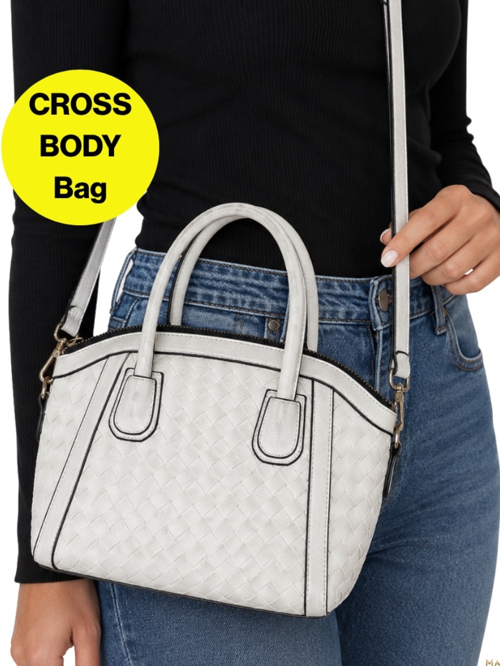 2/for $20 🪩 MADISON WEST Elegant White Woven Handbag